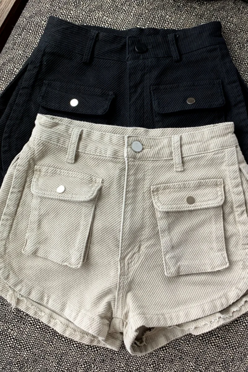 

Spring and summer high-waist wide-leg pants, Hong Kong style was thin, all-match boots, pants, overalls, women's denim shorts