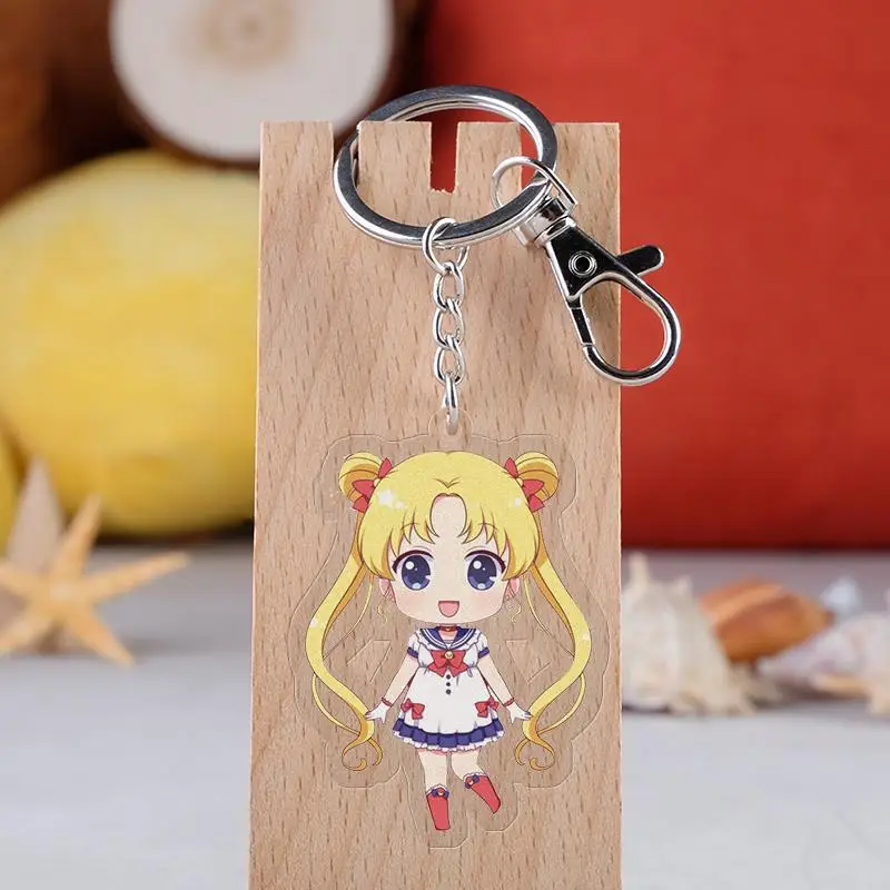 

Anime Beauty Fighter Keychain Acrylic Double-Sided Transparent Key Chain Pendant Moon Hare Little Rabbit Key Chain