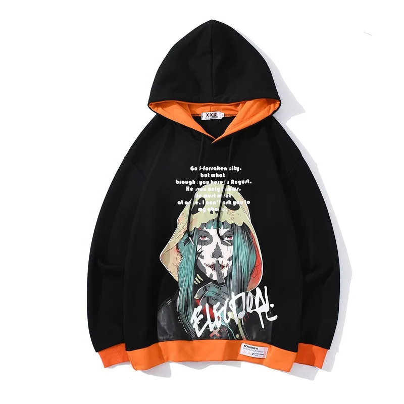

Spring and Autumn Europe and the United States High Street Trend Hip Hop Casual Printed Terry Thin Men's Hoodie