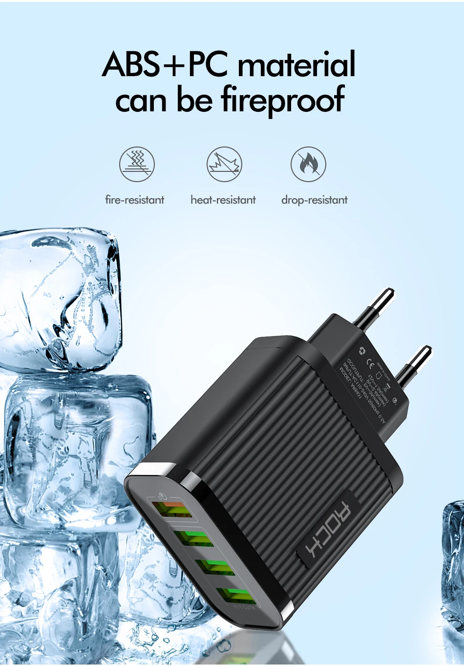ROCK Quick Charge 3,0 зарядное устройство для телефона 4 порта USB 35 Вт QC 3,0 быстрое зарядное устройство для iPhone 11 Xiaomi huawei настенное зарядное устройство адаптер