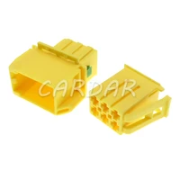 1 set 6 pin 2 8 series yellow automobile plastic housing male female docking wiring terminal socket
