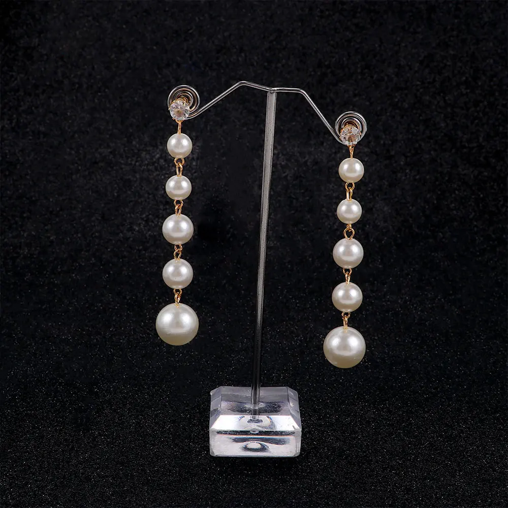 Лидер продаж элегантные длинные висячие серьги с большим жемчугом и кисточками