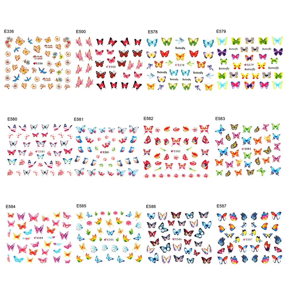 Горячие 17 стилей переводные наклейки для ногтей украшения 3D разноцветные