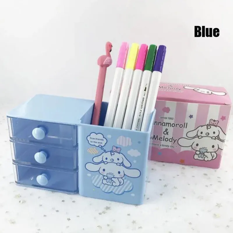 Kawaii ABS 2 in 1 Multifunctional Desktop Organizer Pen Holder Collection Make Up Box School Stationery Office | Дом и сад