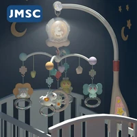 jmsc baby crib remote mobiles rattles music educational toys rotating bed bell nightlight rotation carousel cots 0 12m newborns