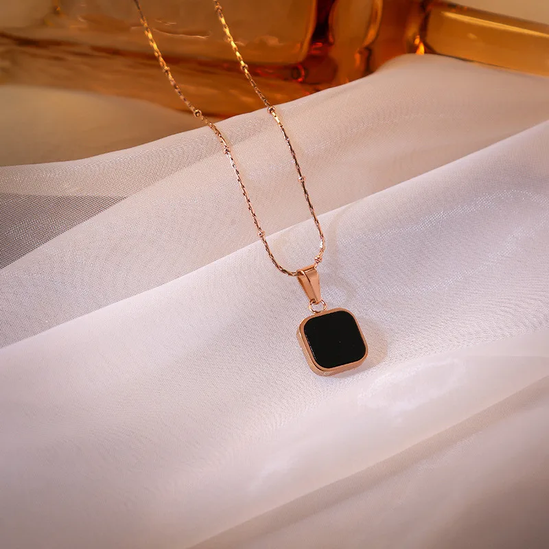 Титановое стальное ожерелье для женщин Корейский геометрической формы цепочка с