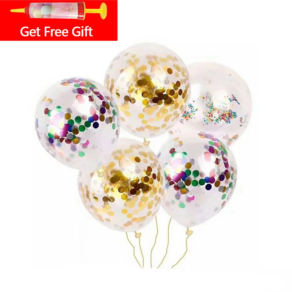 

50pcs/lot Glitter Confetti Latex Balloons Romantic Wedding Decoration Gold Clear Birthday Party Decoration Kids Baby Shower