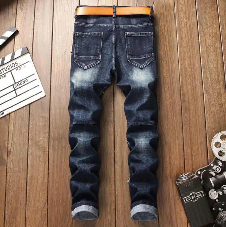 Embroidered spider jeans mens knickers ripped micro-stretch men's pants Original design autumn winter European American style