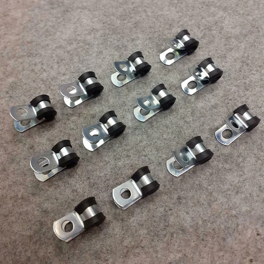 

12Pcs 4.7mm Brake Pipe Clip Fuel Line Hose Water Pipe Air Tube Clamps Fastener Rubber Lined P Clips 3/16\" Lines Pack