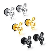 yw gairu korean version of small accessories earrings cute mini note titanium steel small earrings for men and women