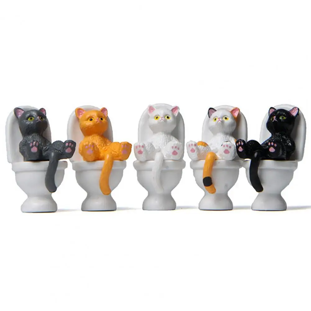 

Miniature Cat Toy Exquisite Craftmanship Useful No Deformation Toilet Miniature Cat Animal Model Toy