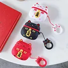 Чехол-талисман Lucky Cat для airpods 1 2 3 Pro, мягкий силиконовый чехол с кольцом-держателем для заряда телефона airpod