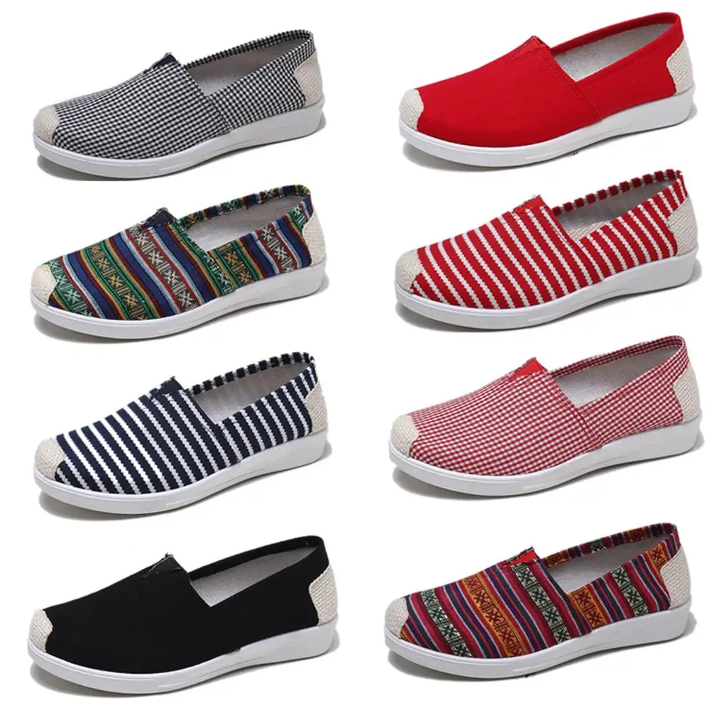 Лоферы Weweya женские в клетку повседневные холщовые туфли на плоской подошве