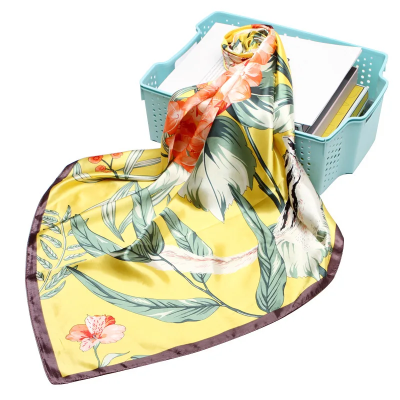 

2020 Fashion Hair Scarf For Women Print Silk Satin Hijab Scarfs 90cm*90cm Square Shawls Neckerchief Headband Scarves For Ladies