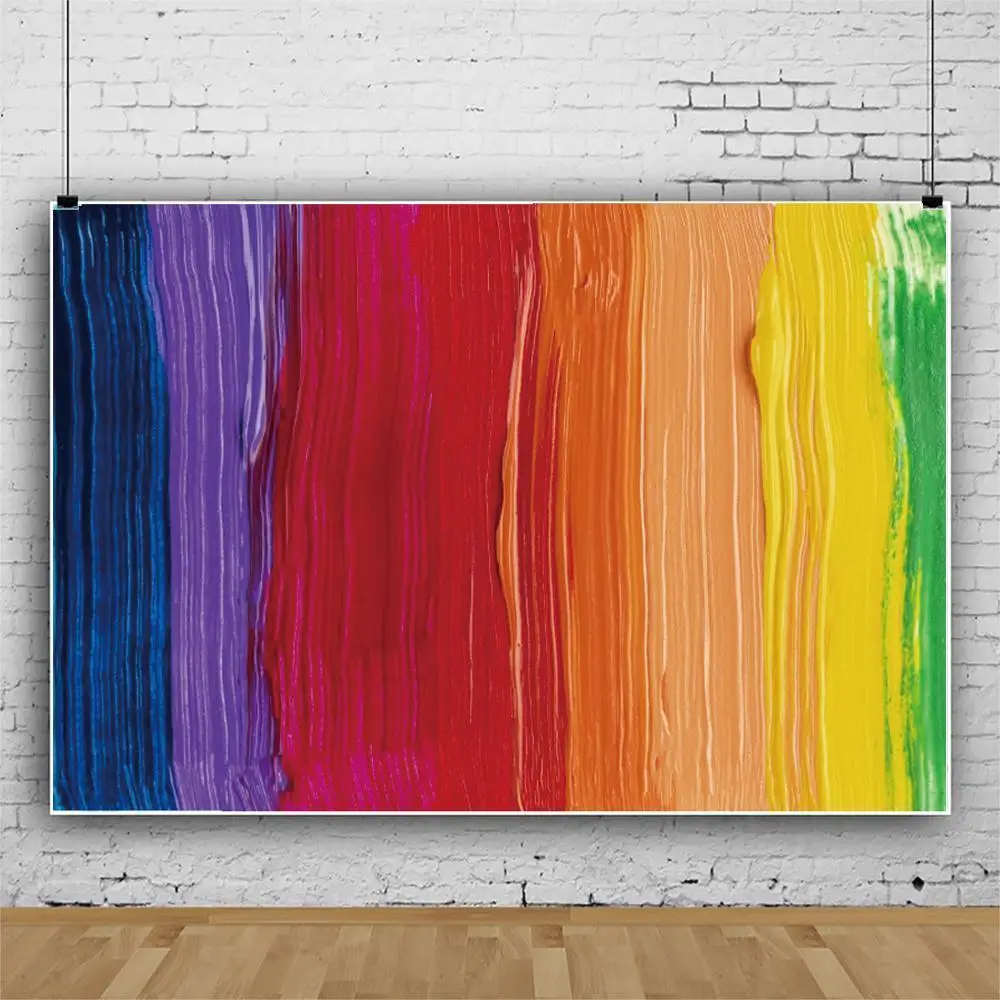

Colorful Paint Wall Photography Background Rainbow Texture Striped Surface Newborn Baby Shower Pets Dog Portrait Backdrops Photo