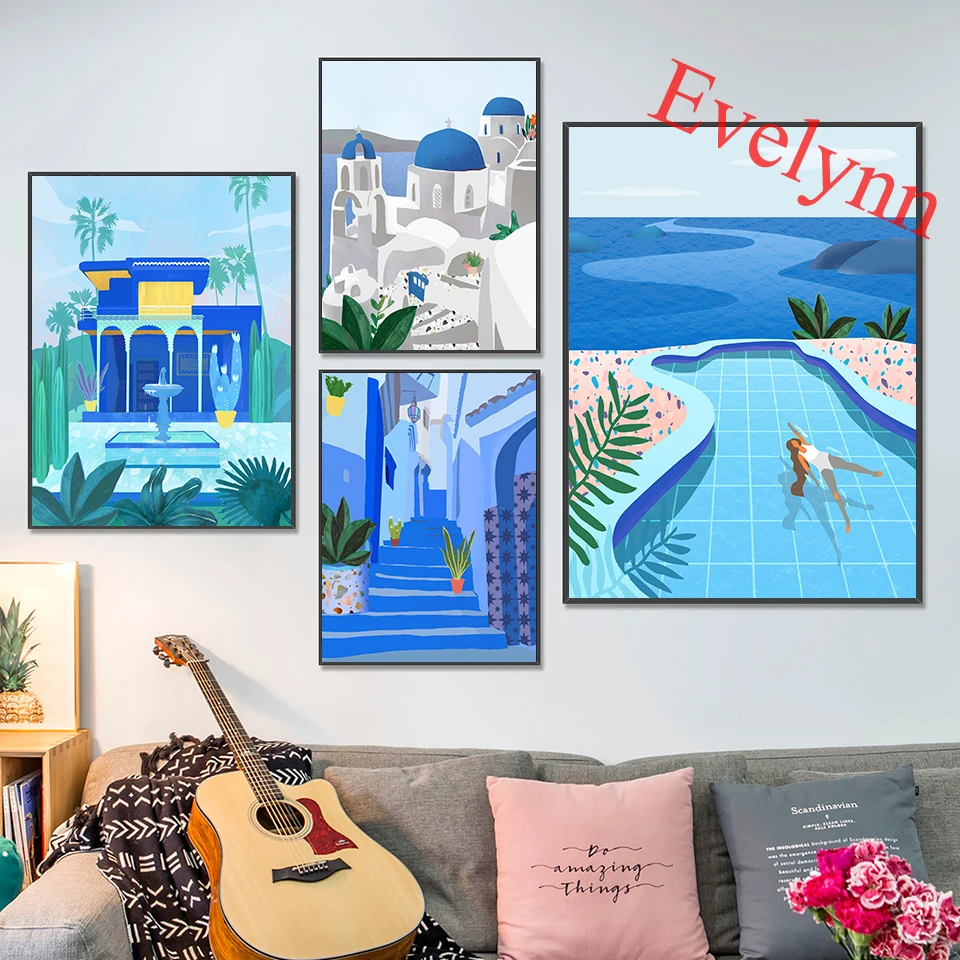 

Nordic Wall Art Travel Abstract Painting Posters And Prints On Canvas Hd Wall Art Modular Pictures Living Room Decoration Frame