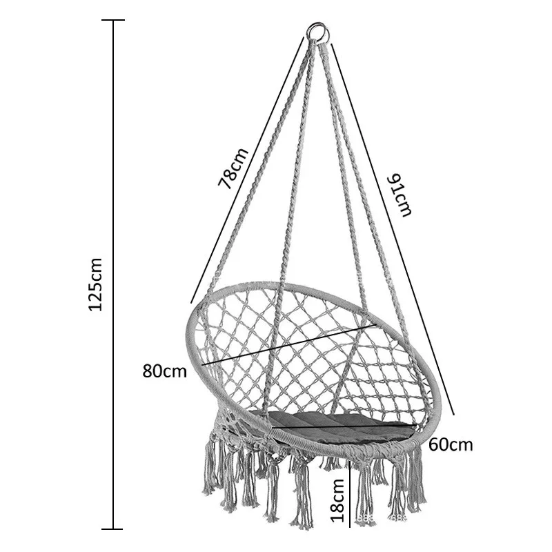 

49.2inch Hammock Chair Swing Nordic Style Hanging Swing Chair Hanging Macrame Perfect for Indoor/Outdoor Home Patio Yard Garden