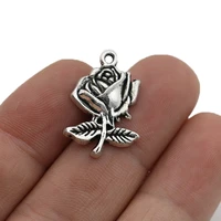 20pcs rose flower charms pendants for jewelry making bracelet diy accessories 25x17mm