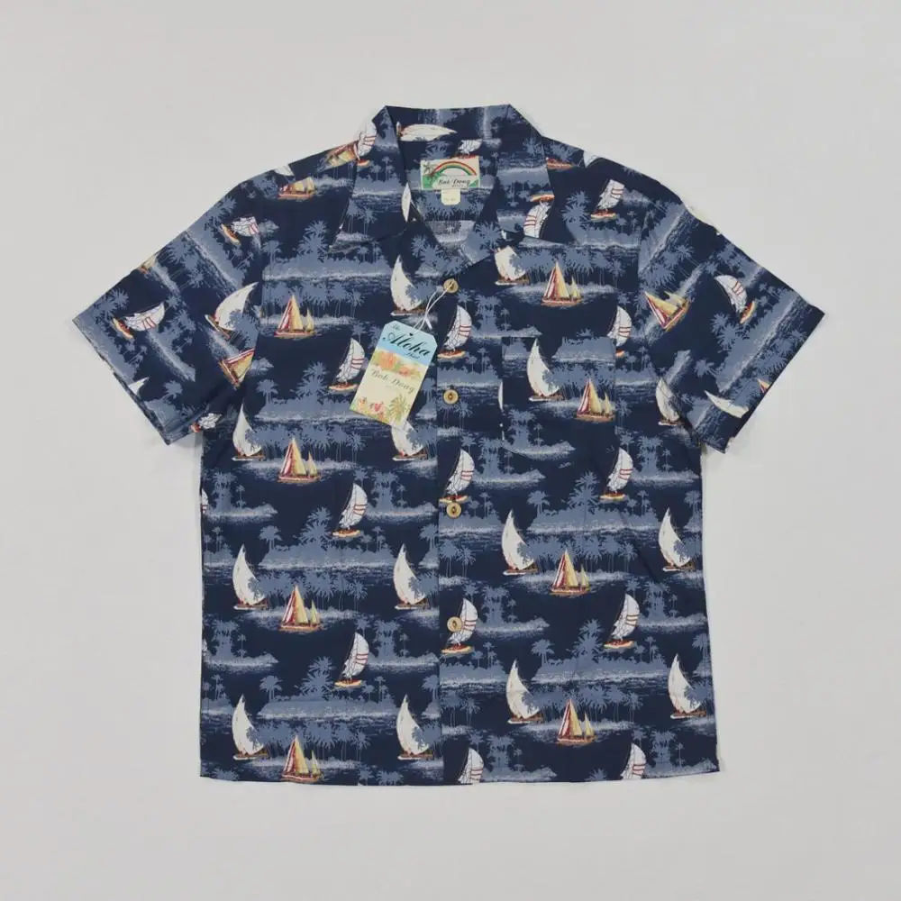 

Sailboats BOB DONG Aloha Hawaii American Casual Men Holiday Hawaiian Shirts