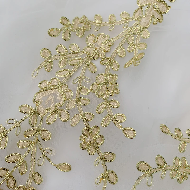 1 пара шнур кружева аппликация золотые свадебные цветочные нашивки шитье на