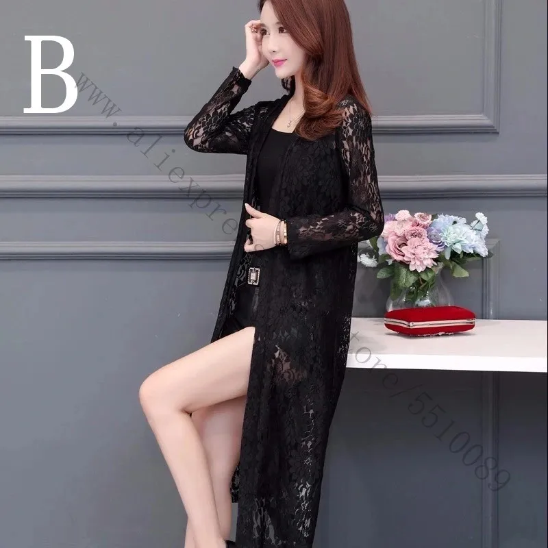 Женская летняя кружевная накидка с цветочным узором длинным рукавом элегантная