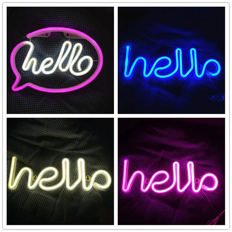Hello неоновый настенный светильник магазин поздравительные неоновые вывески для