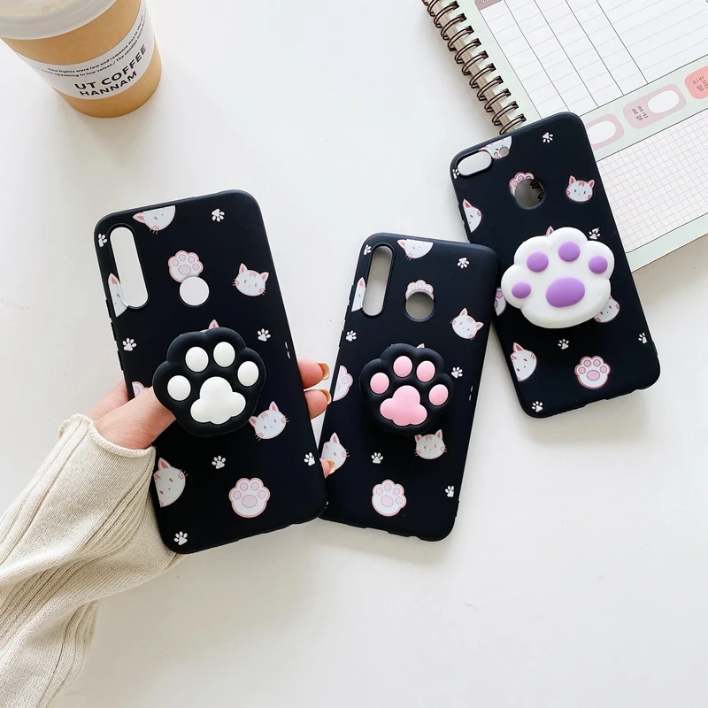 3d cute cartoon phone holder case for huawei y5 y6 y7 y9 prime 2018 2019 mate 20 pro p smart z plus anime silicone stand cover free global shipping