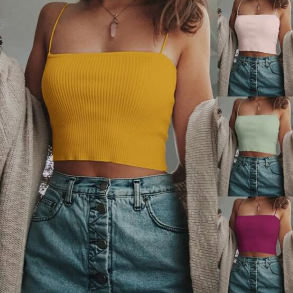 Женский полиэстер без рукавов майка жилет с вырезом на спине Холтер безрукавка