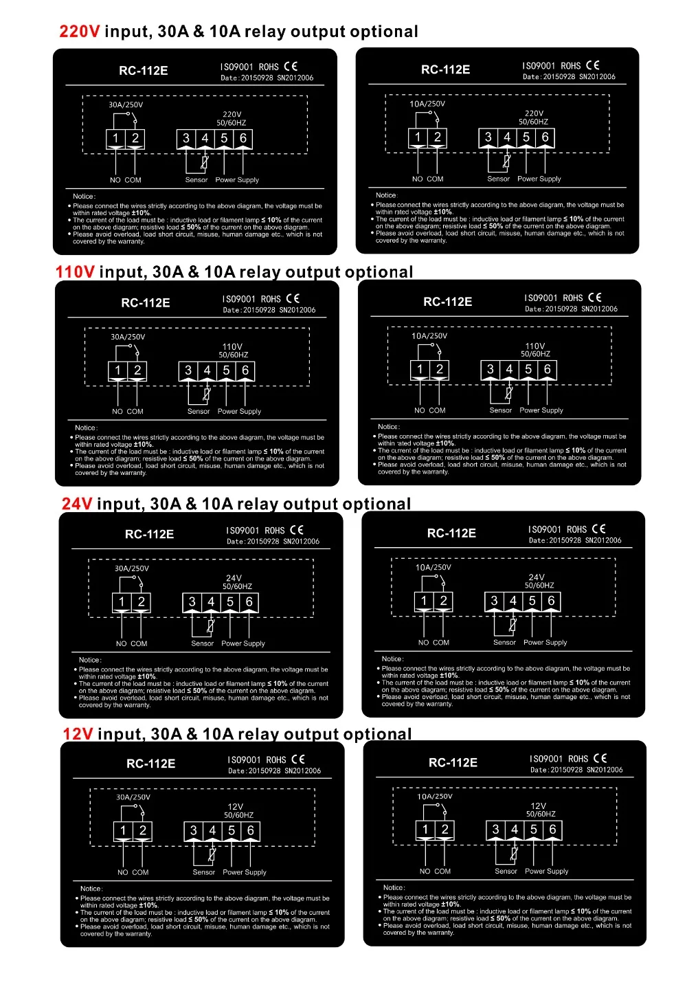 Релейный выход 250V 30A 10a 12V 24v 110v 220v powe микрокомпьютерный термостат с датчиком