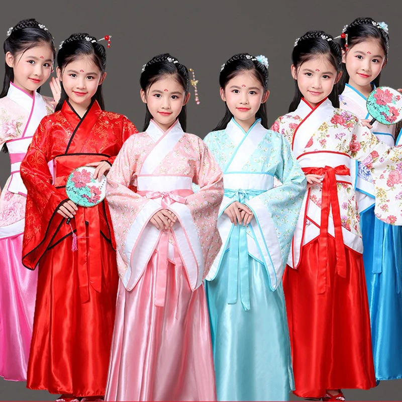 

Girl's Han Fu Princess Birthday Party Dance Dress Traditional Chinese Kids Ancient Perform Dress For Acting Modal Show Coaplay