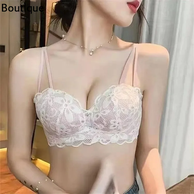 

Push Up Bra Sexy Embroidery Lace Underwear Seamless Bra Lingerie for Female Brassiere Strapless Free Wire Bralette Top Bustier
