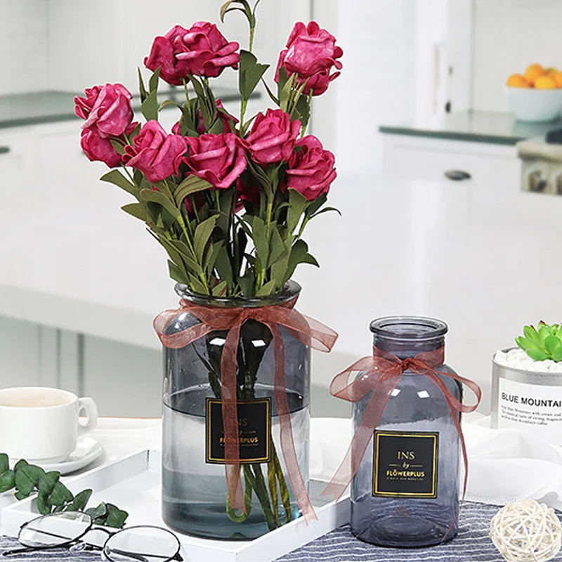 Стеклянная прозрачная ваза домашний декор статуэтки Миниатюрные модели