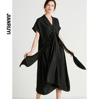 plus size womens 2021 summer new skirt v neck covering belly slimming stitching straps little black dress women