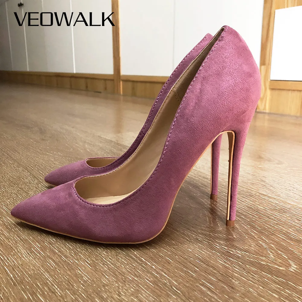 Veowalk Microfiber Suede Women Pointed Toe High Heel Shoes Solid Pumps Sexy Ladies Fashion Party Wedding Stilettos | Обувь