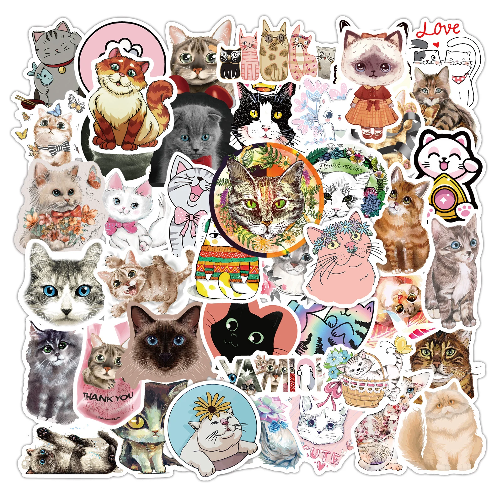 160 шт. Животные Стикеры s милые кошки большие глаза Сова смешанные Цвет аниме на