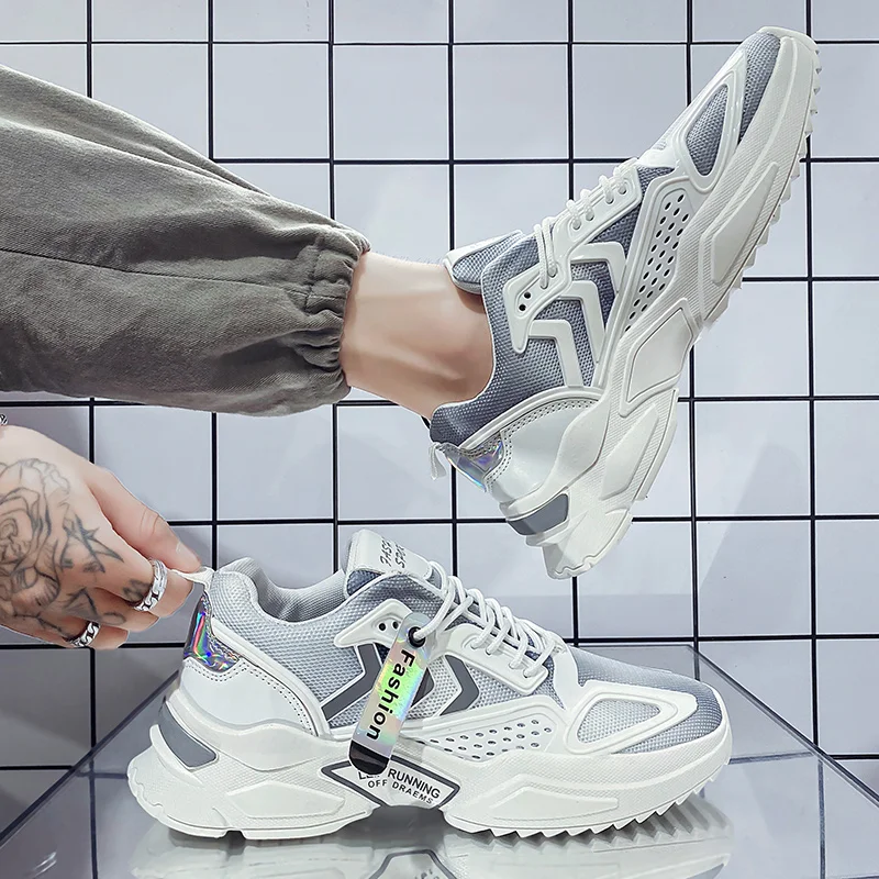 

CYYTL Men's Walking Running Tennis Breathable Casual Non Slip Sneakers Thick Sole Fashion Shoes Teenager's Sports Footwear