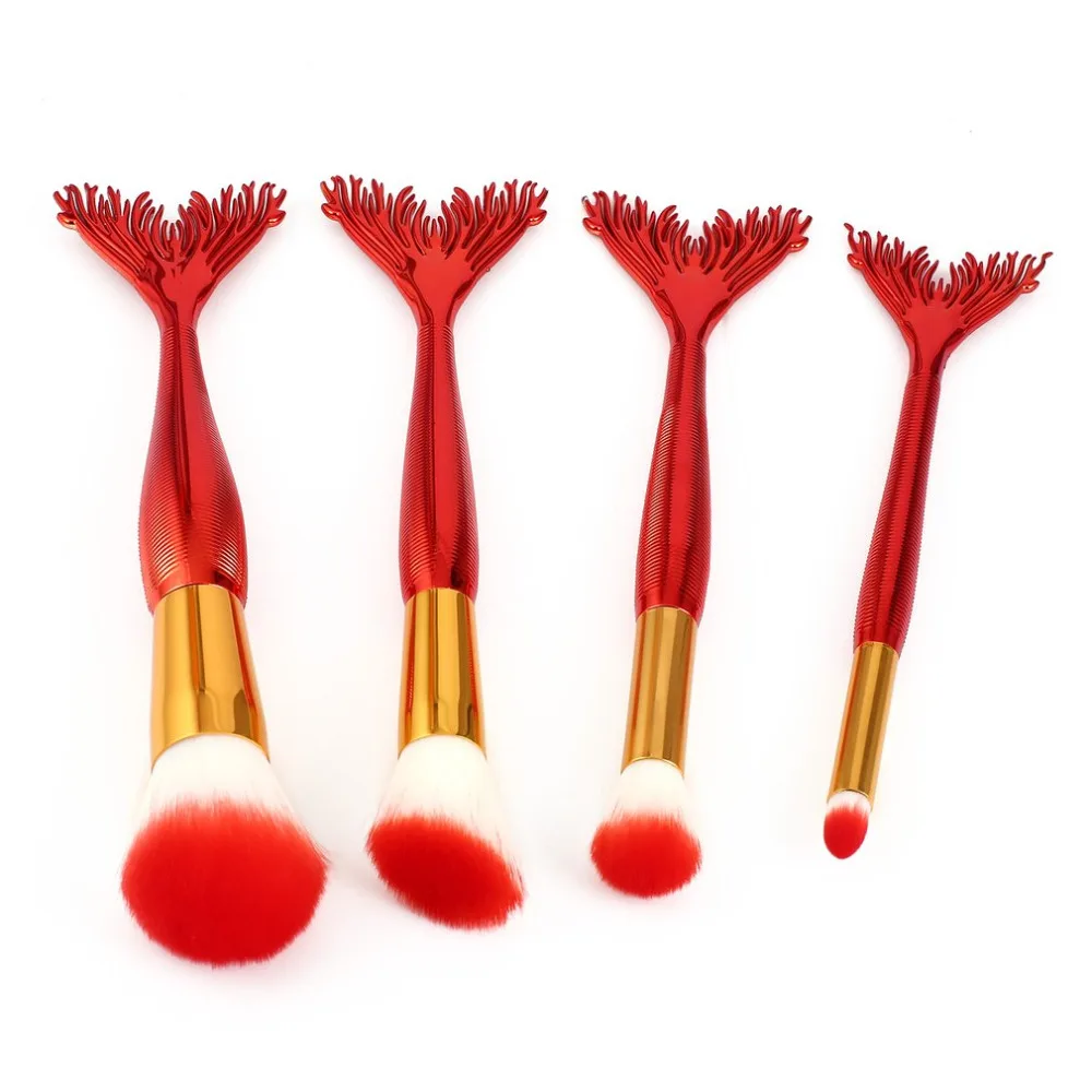 4 шт./компл. набор кистей для макияжа рыбий хвост красного цвета кисти нанесения