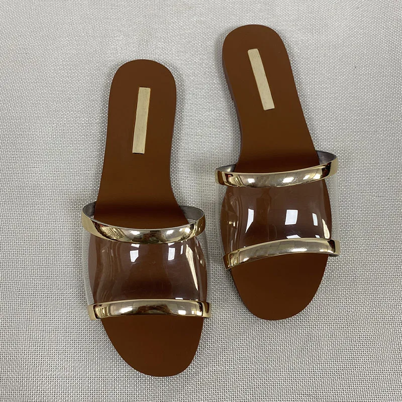 

Summer New Women's Shoes Outdoor Women Sandals Flat-bottomed Comfortable Beach Shoes Vogue Transparent Sandals Female Slides