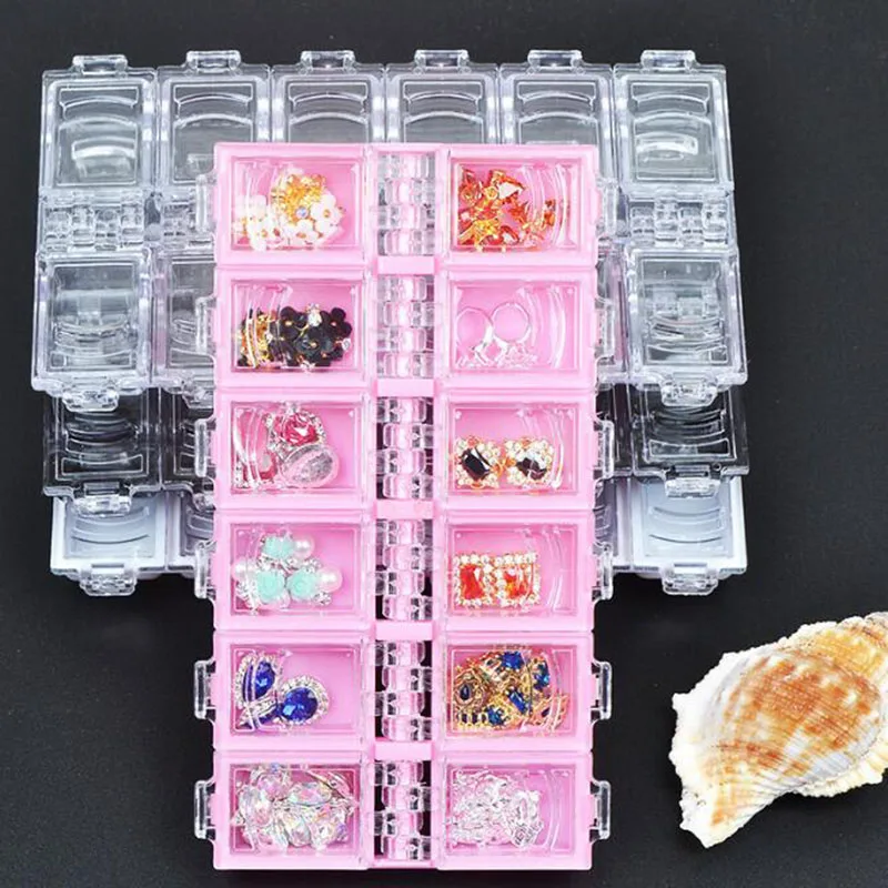 Акрил Дизайн ногтей коллекцию украшений коробка 12 Сетки для хранения горный