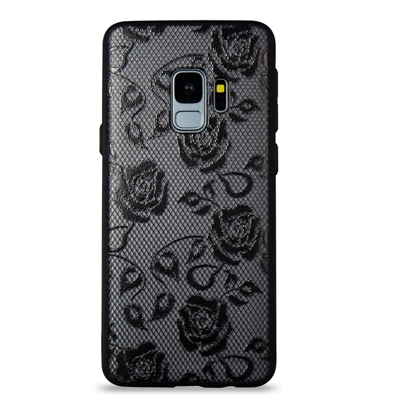BlackLF Милый прозрачный чехол с розовыми цветами для samsung Galaxy S10 S6 s7 edge S10e S9 S8 Plus A6 A8 A3 A5 A7 TPU+ PC задняя крышка - Цвет: BlackLF