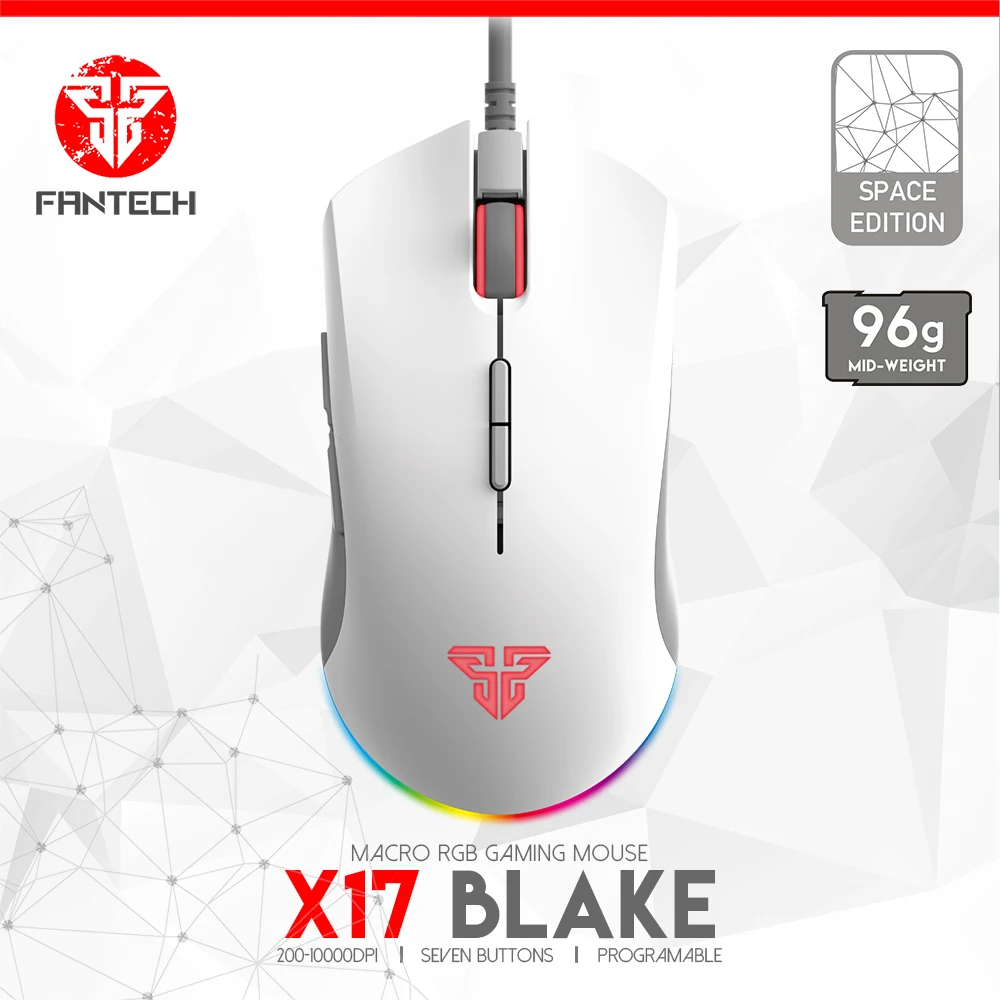 

FANTECH X17 PIXART3325 Sensor Gaming Mouse 10000DPI 7 Programmable Buttons RGB Backlight Wired Mice With Macro For Mouse Gamer