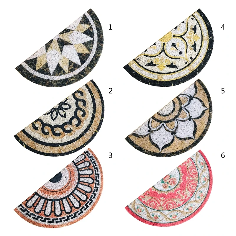 Полукруглый Придверный коврик нескользящий из ПВХ с мраморным рисунком 30 х60