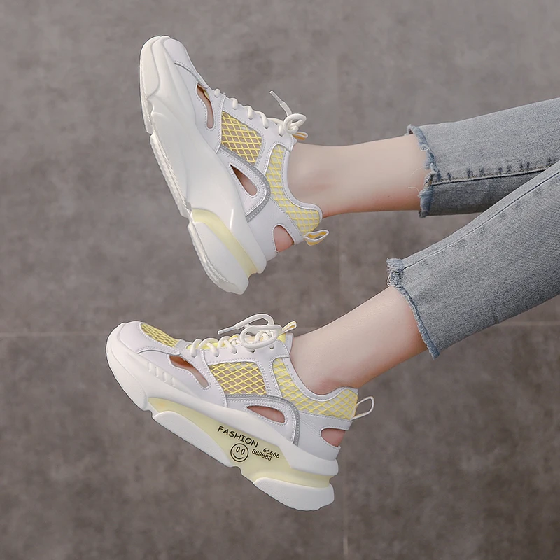 

Women's Sports Shoes Fashion Women's Sneakers 2021 The New All-match Comfortable Breathable Mesh Platform Shoes Shallow Shoes