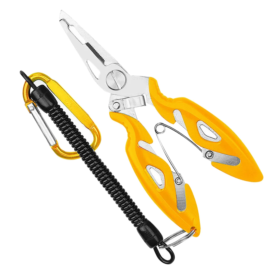 

1xFishing Plier Fish Lip Gripper Lure Hook Remover Stainless Steel Fishing Scissor with Anti-lost Rope Black Scissor Clipper