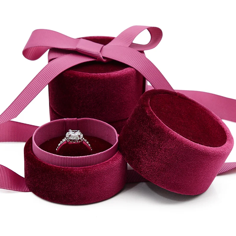 

Small Vintage Velvet Ribbon Designer Jewelry Boxes for Wedding Ceremony Luxury Women Girls Gift Organizer Case Online Shopping