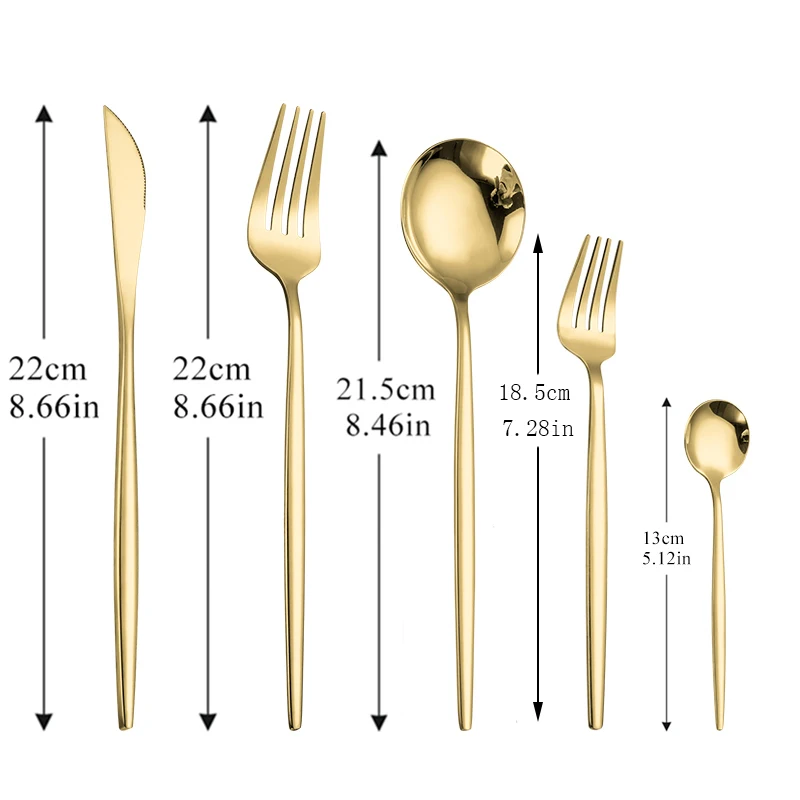 

30pcs/set white gold Cutlery Set Kitchen Knife Fork Spoon Complete Tableware Stainless Steel Dinnerware Sets Cutlery Dinner Set