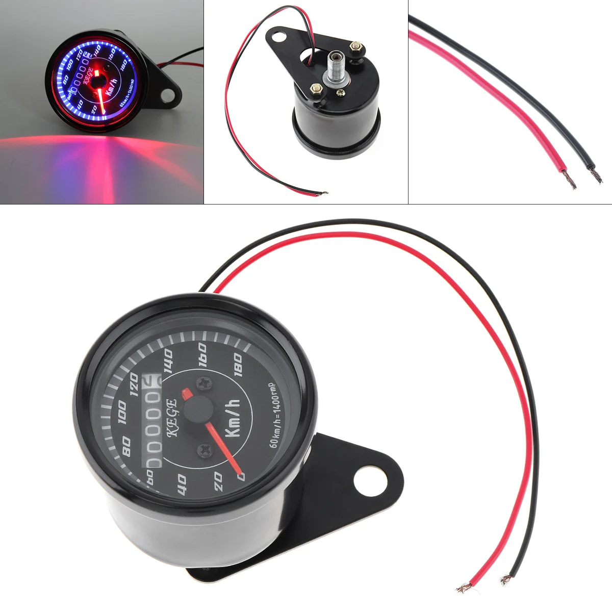 

Motorcycle Refitting Odometer 0-180 km/h 12V Stainless Steel Retro Car Odometer Motorcycle Accessories with LED for Motorbikes