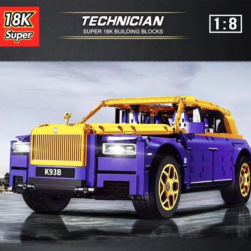 

Super18k Creatores High-Tech Luxury Rolls Motor Racing Car Technical car Model Building Block high-tech Car Toy Children's Gift