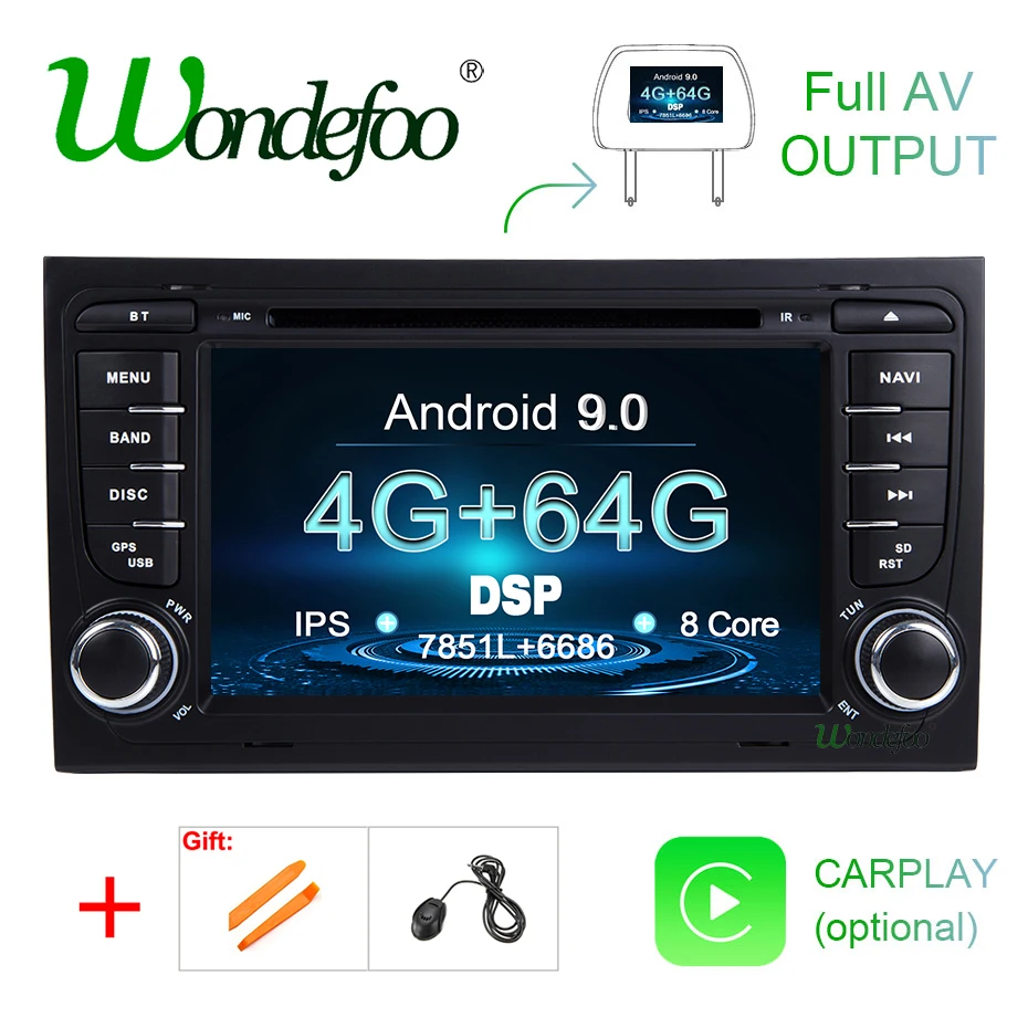 DSP ips 4G 64G Android 9,0 Автомобильный gps для Audi A4 B6 B7 S4 B7 B6 RS4 B7 SEAT Exeo DVD плеер Мультимедиа Навигация Радио стерео ПК