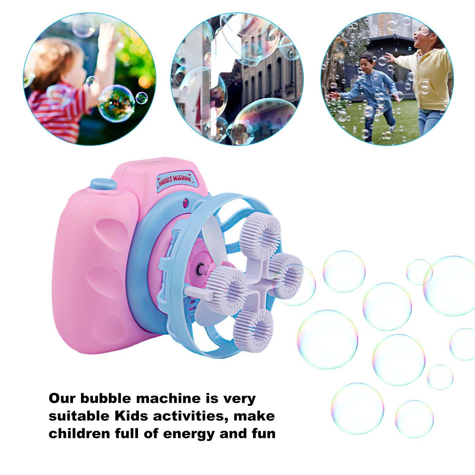 

Bubble Machine Cartoon Bubble Machine With Bubble Water Summer Outdoor Soap Bubble Blowing Toys For Kid Blue And Pink